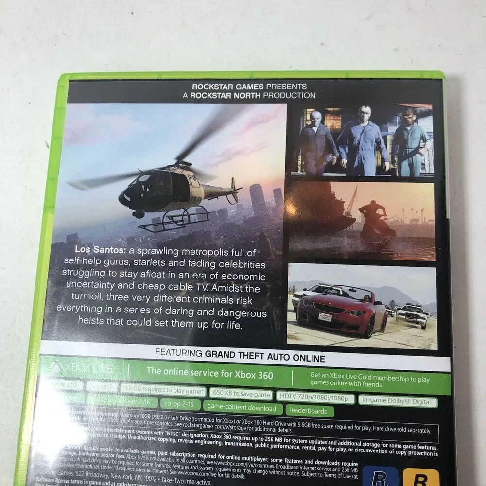 Microsoft‎ XBox 360 Game Grand Theft Auto V 2013 2 Discs Mature B4